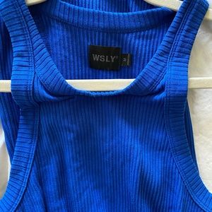 WSLY Rivington ribbed blue bodycon dress